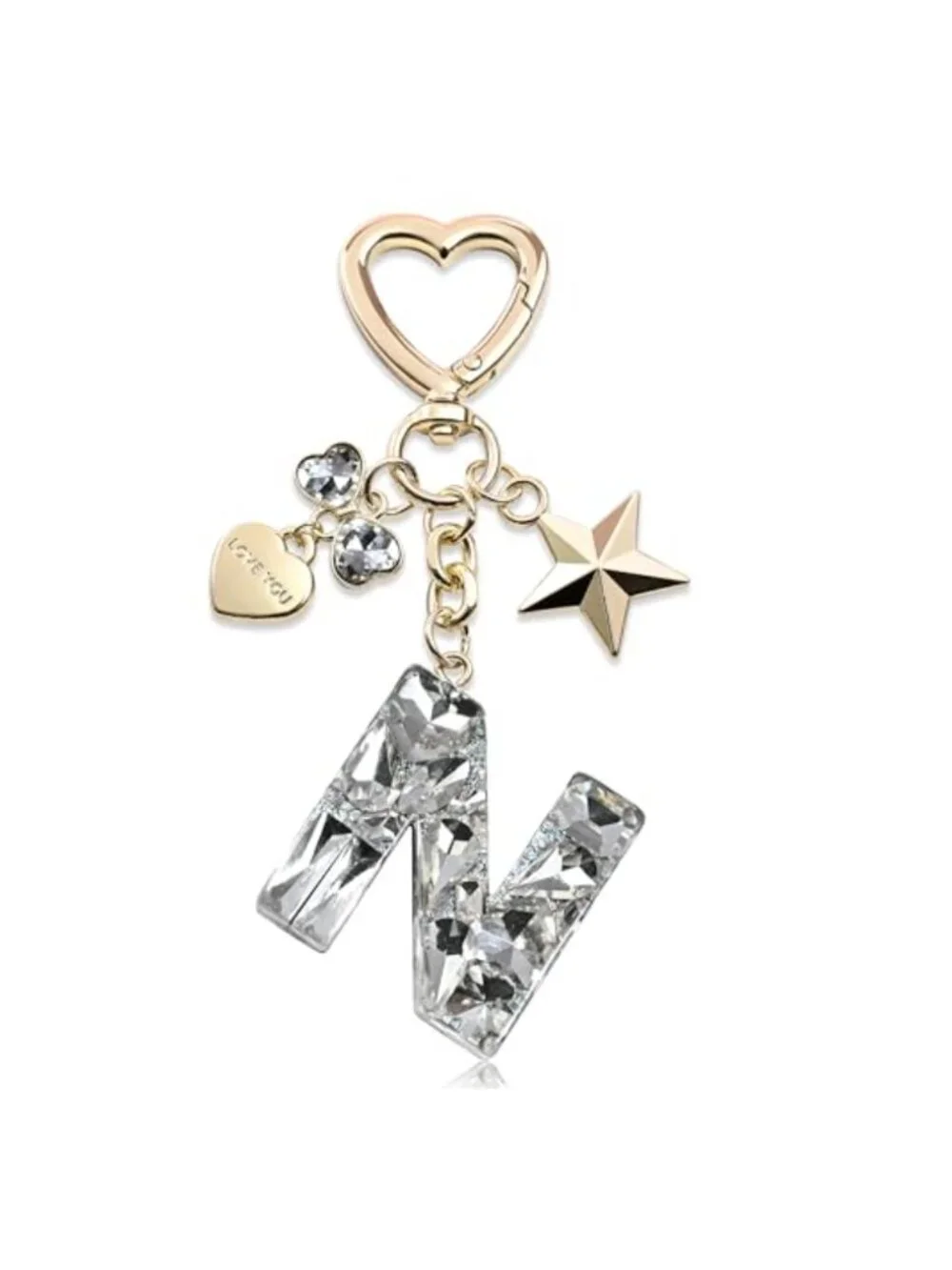 Sparkling Rhinestone Butterfly Initial Letter Keychain for Women, Purse Charm,